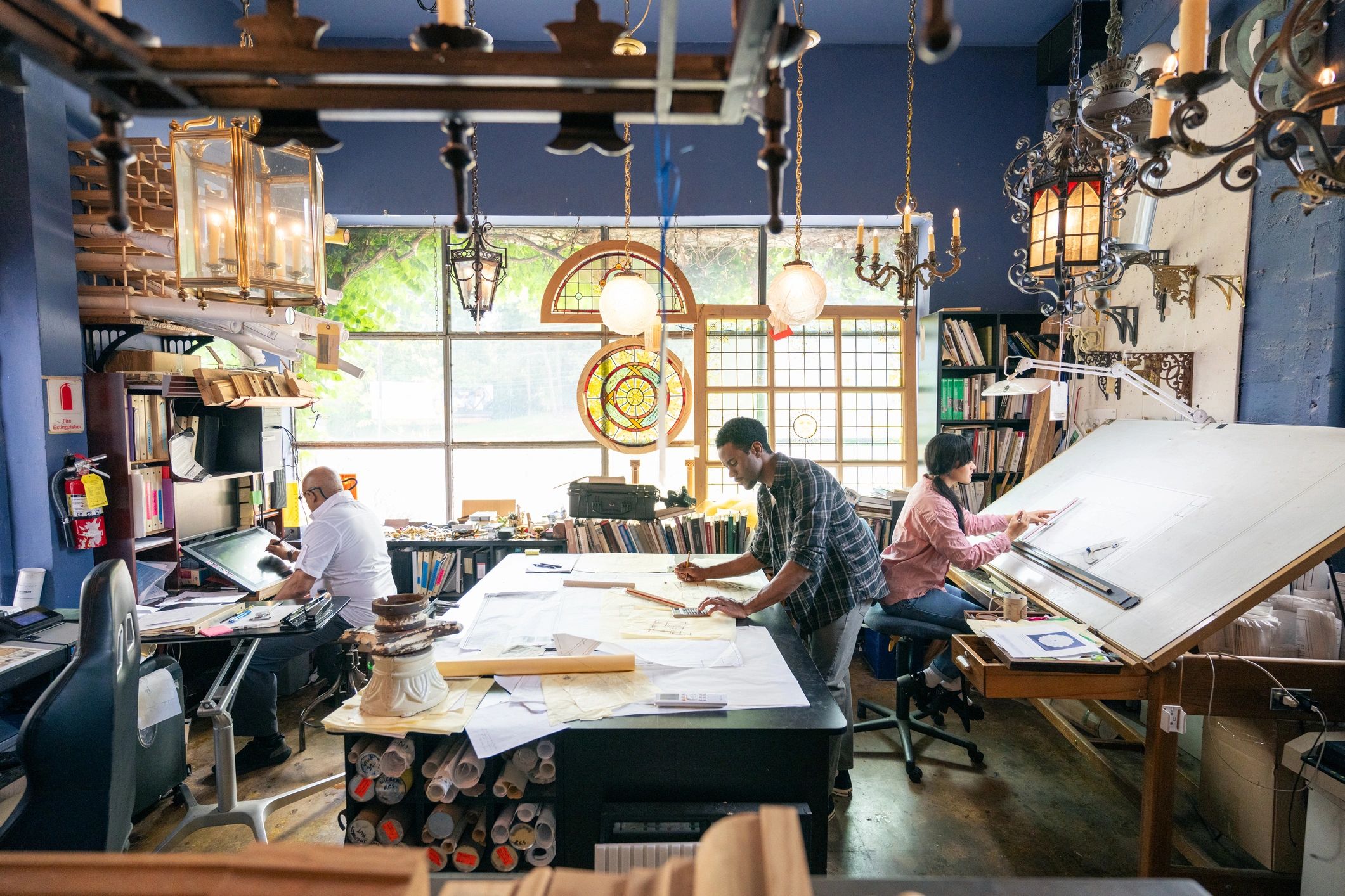 Creative team collaborating in a boutique studio