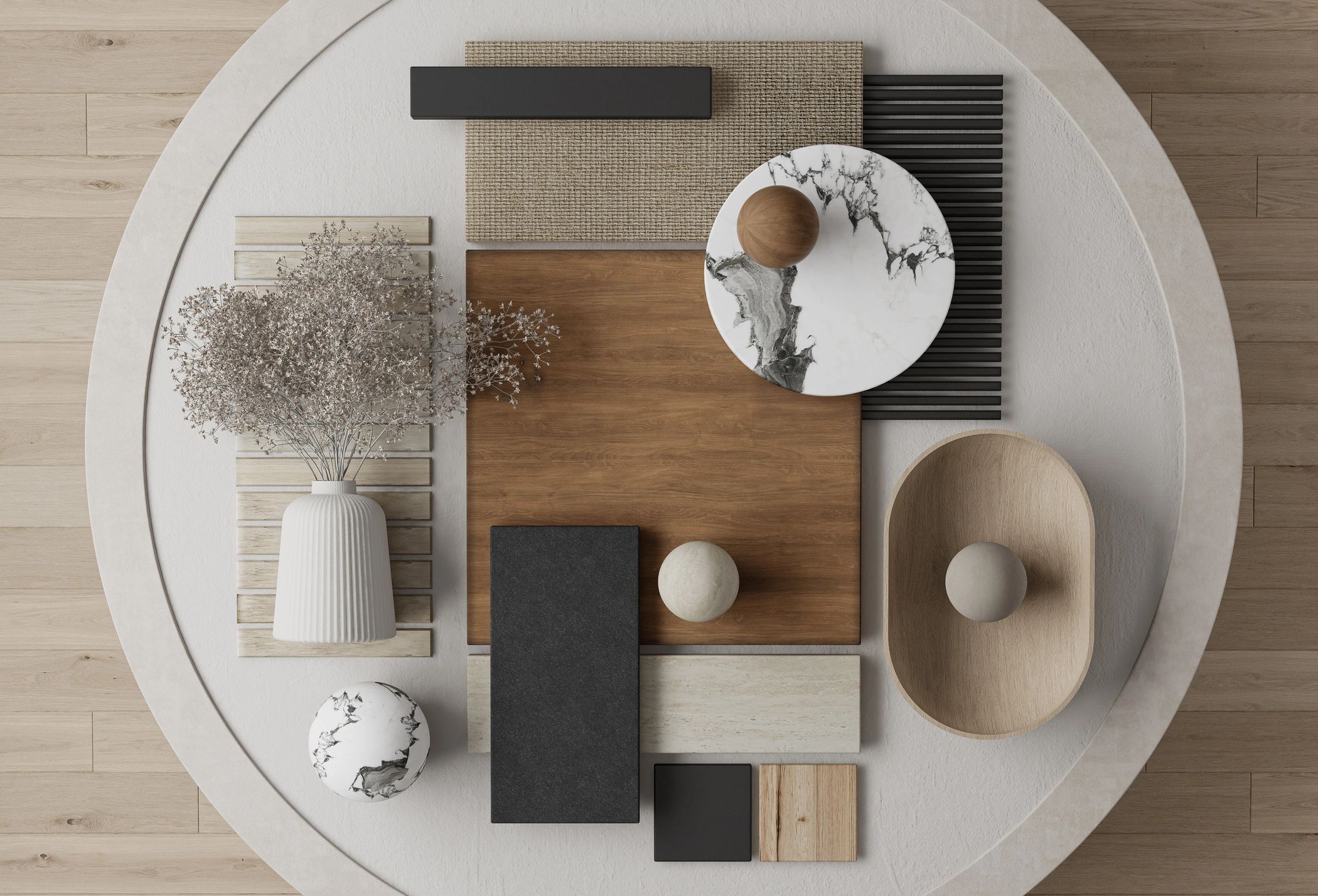 Curated luxury stationery and materials laid out elegantly